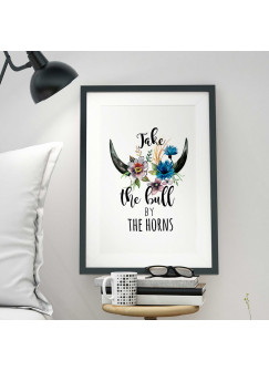 A3 Print Illustration Poster Spruch "take the bull by the horns" p20