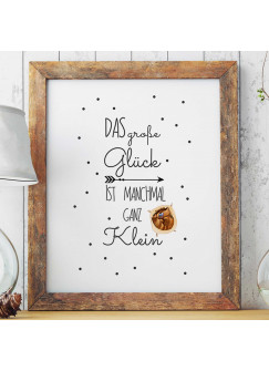 A3 Print Illustration Poster Plakat Waschbär Baby Junge mit Spruch "das große Glück ist manchmal ganz klein" p27