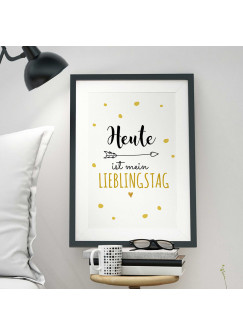 A3 Print Illustration Poster Plakat mit Punkten und Spruch heute ist mein Lieblingstag A3 Print illustration poster with dots and saying today is my favorite day p50