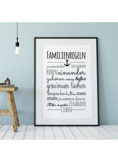 A3 Print Familienregeln Illustration Poster Plakat Druck Hausordnung Familie p80