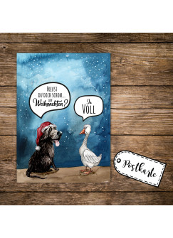 A6 Weihnachtskarte lustig Postkarte Weihnachten Print mit Hund Gans und Spruch pk116