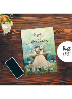 A6 Geburtstagskarte Postkarte Geburtstag Print Ente mit Spruch Happy Birthday pk190