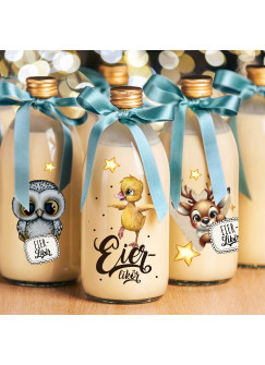 Rub ons RubOn Rubons Sticker Weihnachten Weihnachtssticker Weihnachtsmotive Eierlikör Keksglas Eule Elch A4 rb01