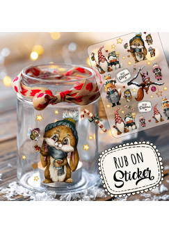 Rub ons RubOn Rubons Sticker Weihnachten Weihnachtssticker Weihnachtsmotive Tiere Weihnachtsmann Wichtel A5 rb04