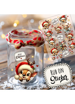 Rub ons RubOn Rubons Sticker Weihnachten Weihnachtssticker Weihnachtsmotive Elche Rentiere Tiere A5 Bogen rb09