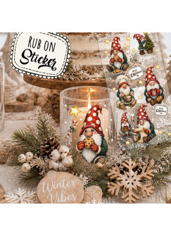 Rub ons RubOn Rubons Sticker Weihnachtssticker Weihnachten Weihnachtsmotive Zwerge Wichtel Weihnachtswichtel Christmas Din lang Bogen rb108