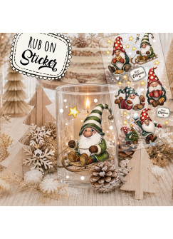 Rub ons RubOn Rubons Sticker Weihnachtssticker Weihnachten Weihnachtsmotive Zwerge Wichtel Weihnachtswichtel Christmas Din lang Bogen rb110
