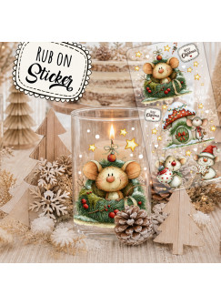 Rub ons RubOn Rubons Sticker Weihnachtssticker Weihnachten Weihnachtsmotive Mäuse Christmas Din lang Bogen rb111