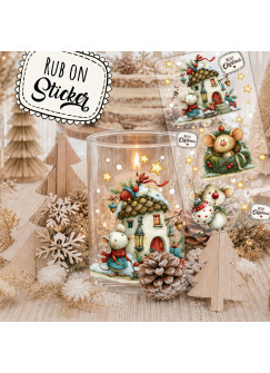 Rub ons RubOn Rubons Sticker Weihnachtssticker Weihnachten Weihnachtsmotive Mäuse Christmas Din lang Bogen rb112