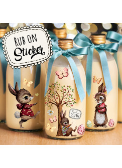 Rub ons RubOn Rubons Sticker Aufkleber DIY Teelichter selbst gestalten Windlicht Ostern Easter Reh Häschen rb20