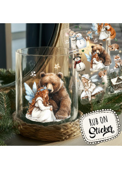 Rub ons RubOn Rubons Sticker Weihnachten Weihnachtssticker Weihnachtsmotive Tiere Wichtel Tür Elfentür Stern Weihnachtswichtel Zwerge A5 Bogen rb28