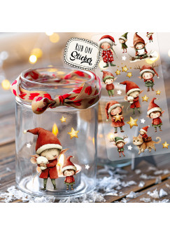 Rub ons RubOn Rubons Sticker Weihnachten Weihnachtssticker Weihnachtsmotive Tiere Wichtel Weihnachtswichtel Zwerge DIN lang rb31