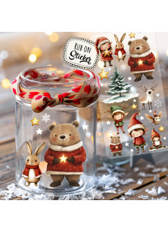 Rub ons RubOn Rubons Sticker Weihnachten Weihnachtssticker Weihnachtsmotive Tiere Wichtel Bär Stern Weihnachtswichtel Zwerge DIN lang rb32
