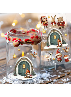 Rub ons RubOn Rubons Sticker Weihnachten Weihnachtssticker Weihnachtsmotive Tiere Wichtel Tür Elfentür Stern Weihnachtswichtel Zwerge DIN lang rb33