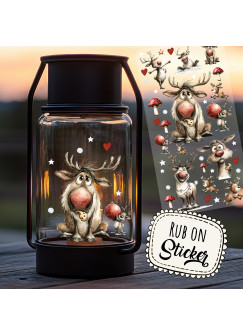 Rub ons RubOn Rubons Sticker Weihnachten Weihnachtssticker Weihnachtsmotive Tiere Rentiere Rentier Elche Elch DIN lang rb37
