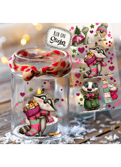 Rub ons RubOn Rubons Sticker Weihnachten Weihnachtssticker Weihnachtsmotive Tiere Wichtel Weihnachtswichtel Waschbär Schildkröte Hamster DIN lang rb43