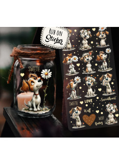 Rub ons RubOn Rubons Sticker süße Hunde Jack Russel Terrier dogs Hündchen süße Tiere Din lang Bogen rb97