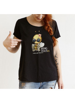 Shirt T-Shirt Sweatshirt in schwarz Biene Bienchen Bee Spruch Honig Dealerin Mama Tochter Freundin Geschenk 100% Baumwolle verschiedene Größen s18