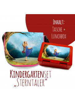 Schulset Kindertasche und Lunchbox mit Märchen Sterntaler Mädchen im Wald mit Wunschnamen School set kindergarten bag and lunchbox with fairytale the star money girl in the forest with desired name S2