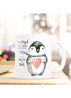 Tasse Pinguin mit Herz und Spruch Engel… Menschen wie dich ts368