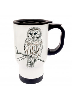 Tasse Becher Thermotasse Thermobecher Thermostasse Thermosbecher Eule Schneeeule Kauz cup mug thermo mug thermo cup owl snow owl codger tb022