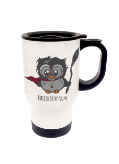 Tasse Becher Thermotasse Thermobecher Thermostasse Thermosbecher Magier Eule Zauberer Eulchen Harry mit Spruch Expecto Patronum cup mug thermo mug thermo cup magician owl wizard owl Harry with saying expecto patronum tb029