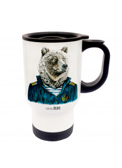 Tasse Becher Thermotasse Thermobecher Thermostasse Thermosbecher Bär Matrose Kaptain Seebär mit Spruch Lieblingsbruder cup mug thermo mug thermo cup bear sailor captain sea dog with saying favourite brother tb034
