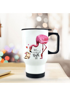 Thermobecher Geburtstag Isolierbecher Geschenk Einschulung Flamingo mit Spruch Thermo Trinkbecher bedruckt Motto have a magical birthday tb116