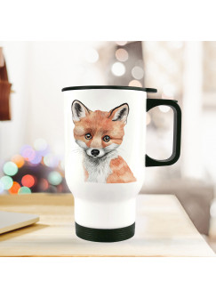 Thermobecher Isolierbecher Geschenk Fuchs Thermo Trinkbecher Fuchsbecher bedruckt mit Tiermotiv tb121