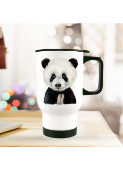 Thermobecher Isolierbecher Geschenk Panda Thermo Trinkbecher Pandabecher bedruckt mit Tiermotiv tb127