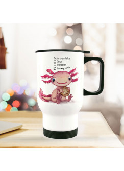 Thermobecher Isolierbecher Axolotl Spruch Beziehungsstatus: ich mag Kekse Kaffeebecher Geschenk tb227