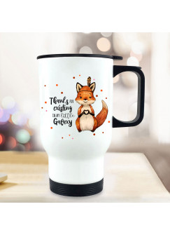 Thermobecher Isolierbecher bedruckt mit Fuchs Indianerfuchs Spruch Thanks for existing... Kaffeebecher Geschenk tb230