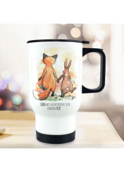 Thermobecher Isolierbecher bedruckt Fuchs Pärchen Liebe muss nicht perfekt sein sondern echt Kaffeebecher Geschenk tb231