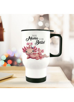 Thermobecher Isolierbecher Axolotl mit Kinder Spruch Unsere Mama ist die Beste Kaffeebecher Geschenk tb237