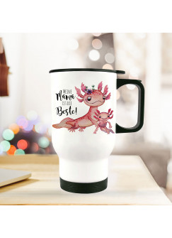 Thermobecher Isolierbecher Axolotl mit Kinder Spruch Mama ist die Beste Kaffeebecher Geschenk tb241