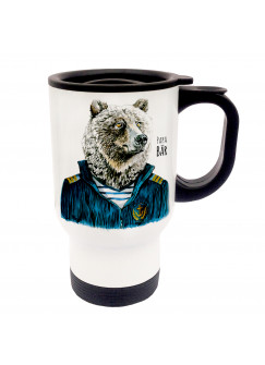 Tasse Becher Thermotasse Thermobecher Thermostasse Thermosbecher Papa Bär Matrose Kaptain Seebär cup mug thermo mug thermo cup dad bear father bear sailor captain fur seal tb033