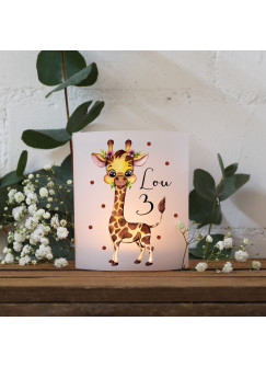 Teelichthüllen 2er 4er Set für Teelichter Lichthülle Hülle Giraffe + Wunschname Alter te133