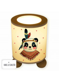 Tischlampe Panda Mädchen Indianer Boho mit Punkten tl050