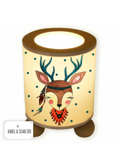 Tischlampe Reh Hirsch Mädchen Indianer Boho mit Punkten tl052