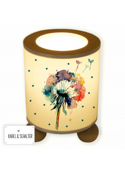 Tischlampe Pusteblume Blume Löwenzahn Aquarell mit Punkten tl054