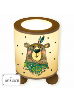 Tischlampe Boho Bär Indianer mit Punkten tl057