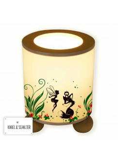 Tischlampe Fuchs Eule und Fee Elfe mit Blumen und Blüten tl061