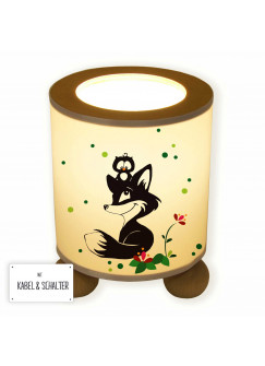 Tischlampe Waldtiere Fuchs und Eule mit Blumen und Punkten tl062
