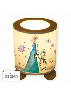 Tischlampe Schneekönigin und Schneemann Ole mit Schneeflocken tl067