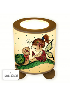Tischlampe Fee Elfe mit Himbeere Schnecke und Punkten tl071