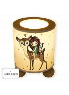 Tischlampe Fee Elfe mit Reh Rehkitz Bambi und Punkte tl072