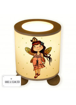 Tischlampe Fee Elfe Anouki mit Vogel und Punkte tl073