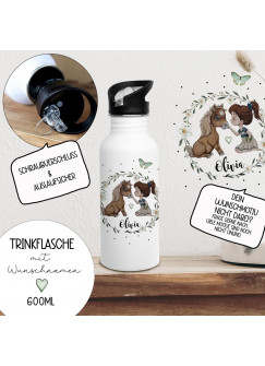 Trinkflasche Edelstahl Trinkbecher wild Pferde Pferd Pony Mädchen & Wunschnamen personalisiert Silikonmundstück und Strohhalm Bundle88 trk5 trk6 trk7 trk8 trk9