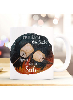 Tasse Becher Marshmallows & Spruch Jobs füllen Brieftasche Abenteuer deine Seele Kaffeebecher Geschenk Spruchbecher ts1005