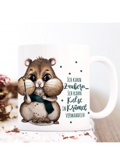 Tasse Becher Hamster mit Kekse & Spruch Ich kann zaubern Kaffeebecher Teetasse Geschenk ts1165